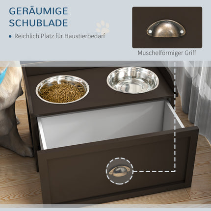 Erhöhte Hundefutterstation, 2 x 2L Näpfe aus Edelstahl