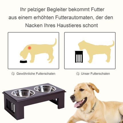 Erhöhter Napf für Haustiere, Edelstahl, pflegeleicht, 44x24x15 cm
