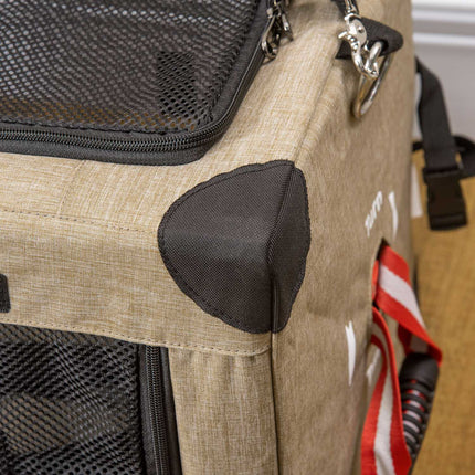 Faltbare Hundetransportbox mit Griff, Khaki, 48,5x33,5x33cm