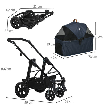 2-in-1 faltbarer Haustierbuggy und -transporter, Netzfenster, 10 kg Belastung