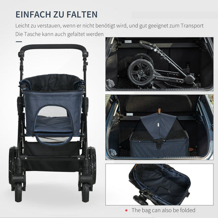 2-in-1 faltbarer Haustierbuggy und -transporter, Netzfenster, 10 kg Belastung