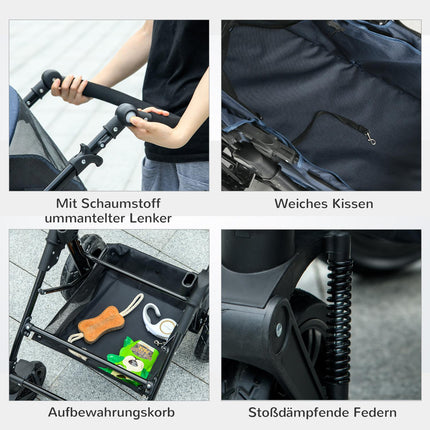 2-in-1 faltbarer Haustierbuggy und -transporter, Netzfenster, 10 kg Belastung