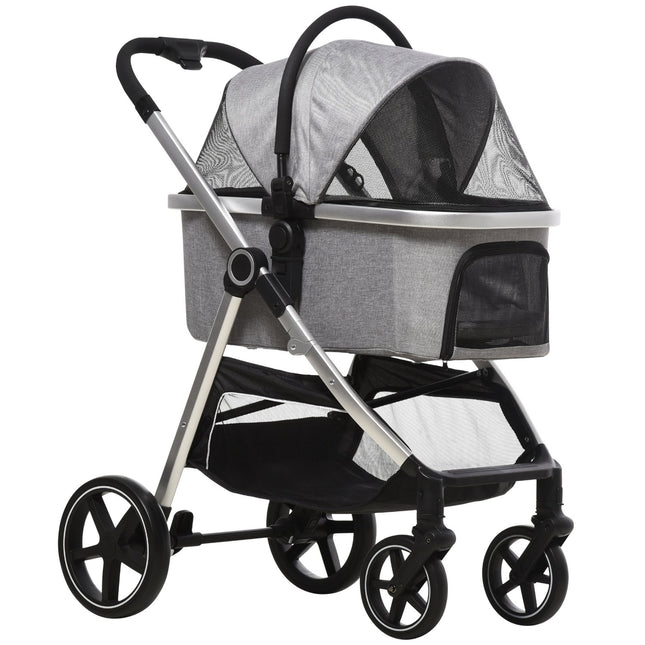 Dog stroller 2-in-1 foldable, safety leash, 15 kg