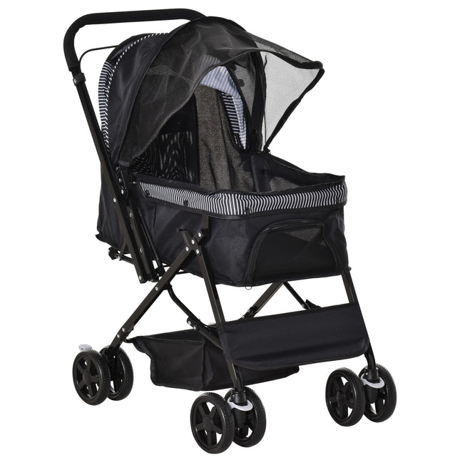 Haustierkinderwagen für kleine Hunde und Katzen, Oxford Schwarz