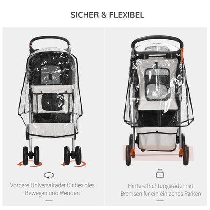 Zusammenklappbarer Hundewagen mit Regenschutz, Netzfenster und Becherhalter