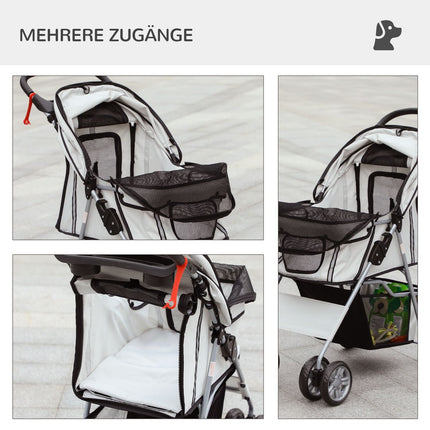 Zusammenklappbarer Hundewagen mit Regenschutz, Netzfenster und Becherhalter