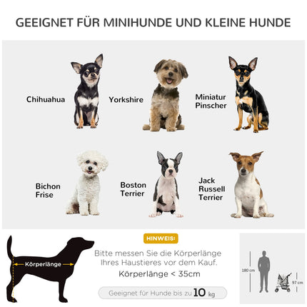 Zusammenklappbarer Hundewagen mit Regenschutz, Netzfenster und Becherhalter