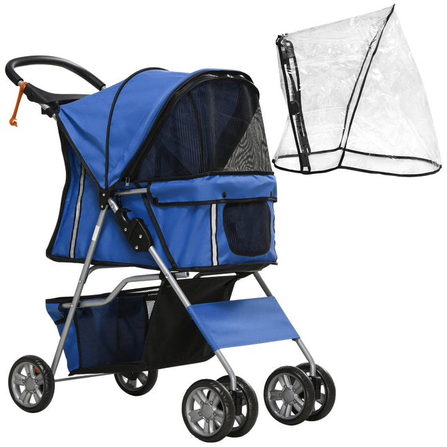 Collapsible dog carriage, rain cover & cup holder, limit 20 kg