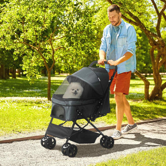 Hundewagen, Buggy für kleine Haustiere, dunkelgrau Oxford 76,5 cm