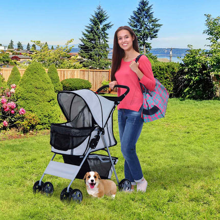Hundebuggy Silber – Leicht, faltbar, Tierkinderwagen