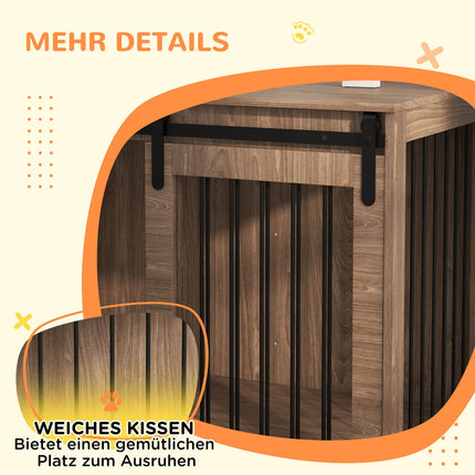 Hundekäfig mit Schiebetür – Holzoptik, abschließbar, groß 30 kg