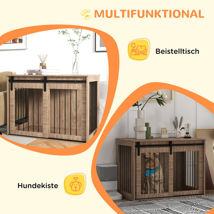 Hundekäfig mit Schiebetür – Holzoptik, abschließbar, groß 30 kg
