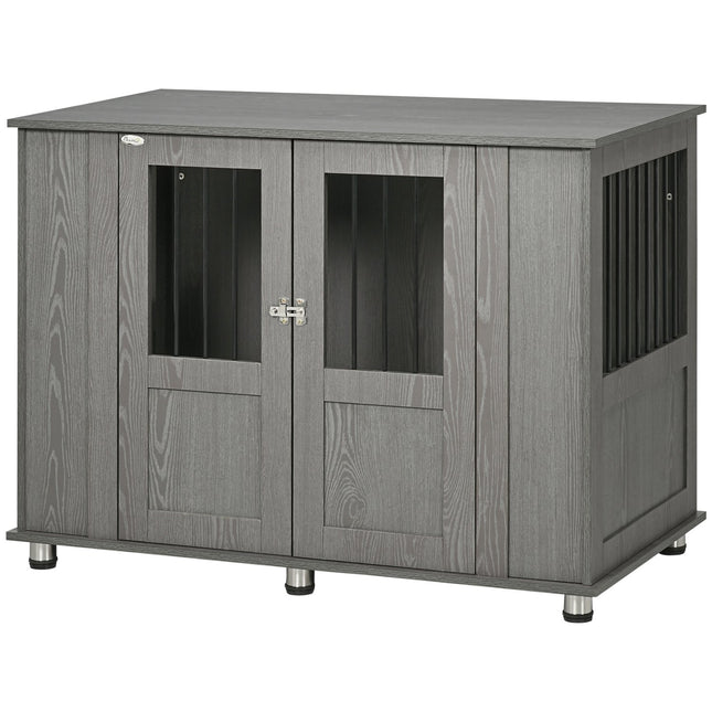 Extragroße Hundebox für drinnen mit Schloss – Grau, 116 x 60 x 87 cm