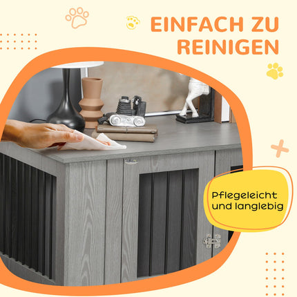 Hondenkooi Voor Thuis, Huisdierenkooi, Hondenkennel Voor Binnen Met Slot, Magnetische Deur, Hondenhuis Met Raam, Hondenbox Voor Extra Grote Honden, Grijs, 116 X 60 X 87 Cm