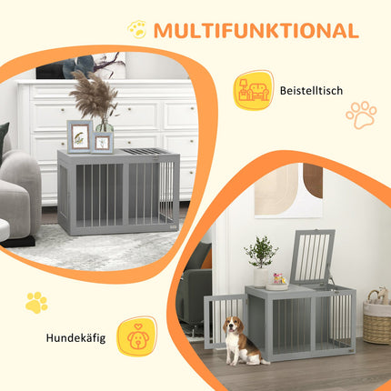 Hondenkooi Huis Hondenhuis Huisdierenkooi Voor Middelgrote Honden Hondenbench Met Deuren Hondenhuis Transportkooi Grijs 80 X 50 X 56,5 Cm