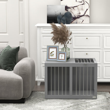 Hondenkooi Huis Hondenhuis Huisdierenkooi Voor Middelgrote Honden Hondenbench Met Deuren Hondenhuis Transportkooi Grijs 80 X 50 X 56,5 Cm