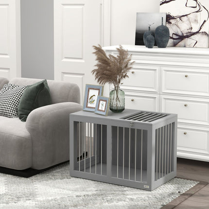 Hondenkooi Huis Hondenhuis Huisdierenkooi Voor Middelgrote Honden Hondenbench Met Deuren Hondenhuis Transportkooi Grijs 80 X 50 X 56,5 Cm