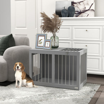 Hondenkooi Huis Hondenhuis Huisdierenkooi Voor Middelgrote Honden Hondenbench Met Deuren Hondenhuis Transportkooi Grijs 80 X 50 X 56,5 Cm