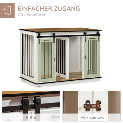 Weißer Hundekäfig mit Doppelzimmern und Doppeltüren, mittelgroß