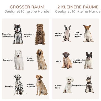 Weißer Hundekäfig mit Doppelzimmern und Doppeltüren, mittelgroß