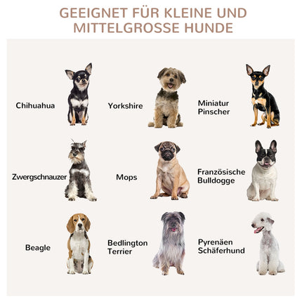 Hundehütte aus Holz mit Kissen – Mittel, Naturholzoptik