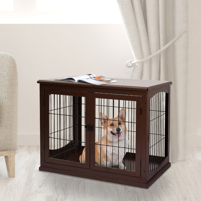 Verschließbare braune Hundehütte, kleine Hunde, doppelter Eingang