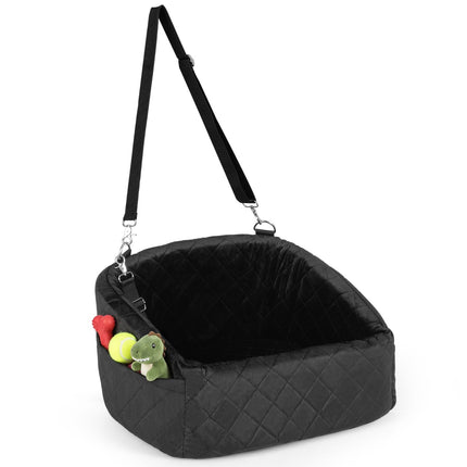 Dog Car Seat with Safety Leash and Storage Pockets