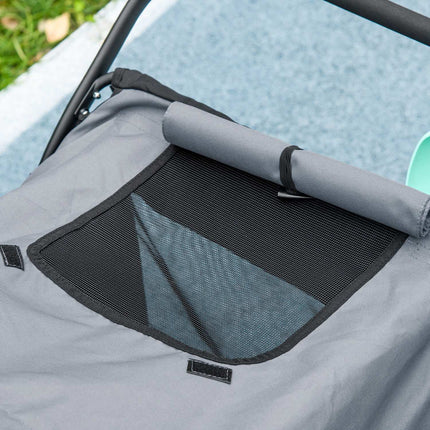 Foldable pet cart with mesh window, 30 kg capacity, gray