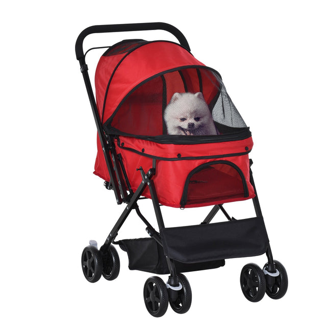 Red Oxford dog carriage for small pets, 76.5X52X95 Cm