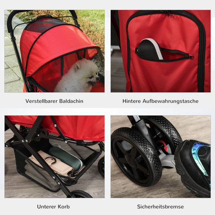 Red Oxford dog carriage for small pets, 76.5X52X95 Cm
