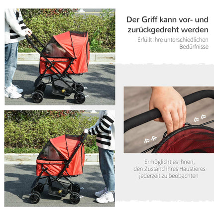 Red Oxford dog carriage for small pets, 76.5X52X95 Cm
