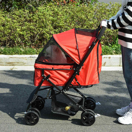 Red Oxford dog carriage for small pets, 76.5X52X95 Cm