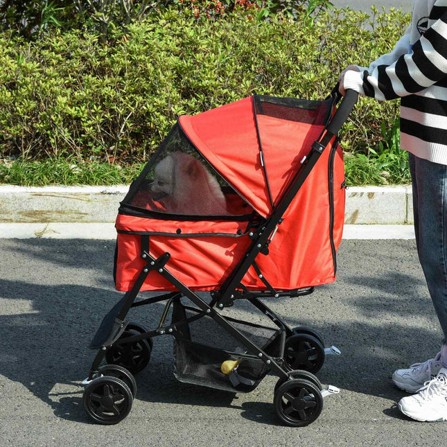 Red Oxford dog carriage for small pets, 76.5X52X95 Cm