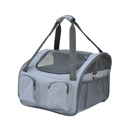 Hundebox - Tragbare Oxford Transporttasche, Grau, 41x34x30 cm
