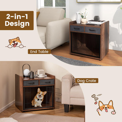 Hundebox als Beistelltisch mit 2 Stoffschubladen