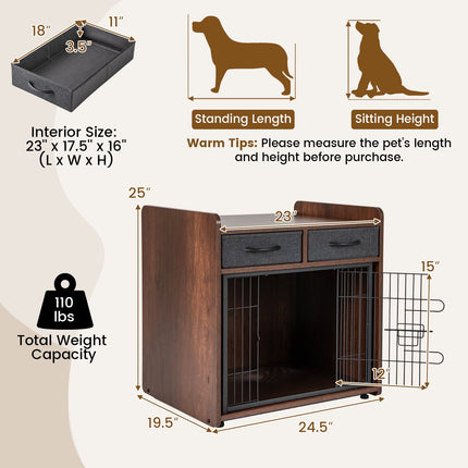Hundebox als Beistelltisch mit 2 Stoffschubladen