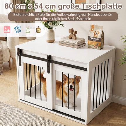 Nábytková přepravka pro psy s posuvnými dvířky, bílá, 80 cm