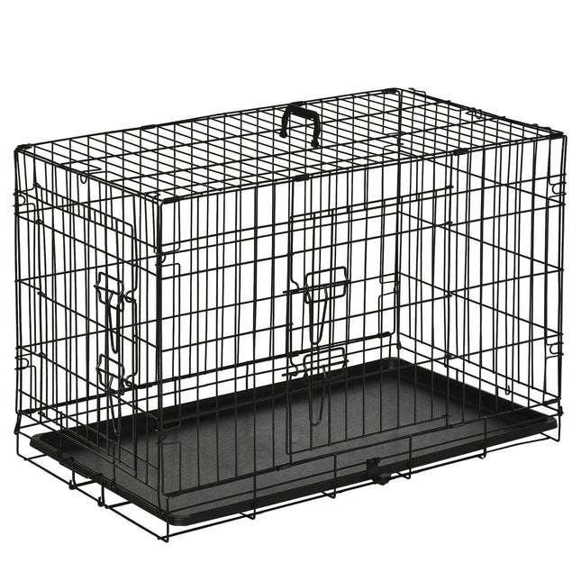 Zusammenklappbare Hundebox aus schwarzem Metall - 76 x 46 x 52 cm