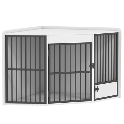 Dog Crate with Feeding Door, MDF & Metal, White