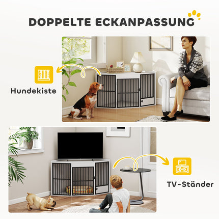 Dog Crate with Feeding Door, MDF & Metal, White