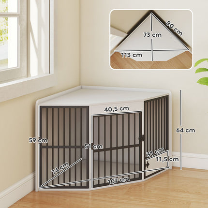 Dog Crate with Feeding Door, MDF & Metal, White