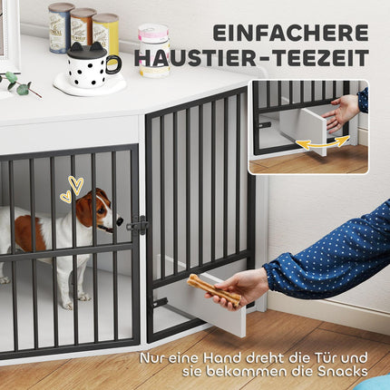 Dog Crate with Feeding Door, MDF & Metal, White