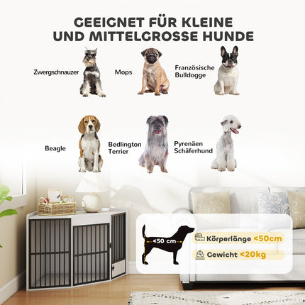 Dog Crate with Feeding Door, MDF & Metal, White