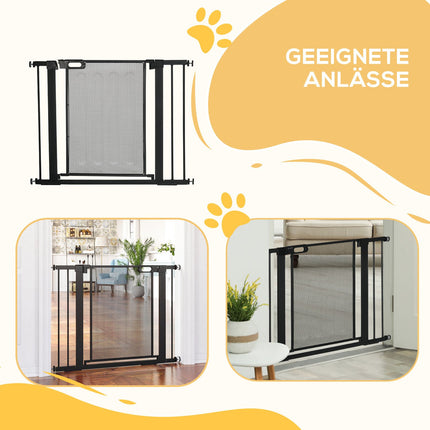 Hundegitter, kein Bohren, selbstschließend, Stahl, 75–103 cm, Schwarz