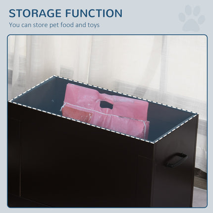 Futterstation für Haustiere, doppelte Edelstahlnäpfe, MDF Espresso-Finish