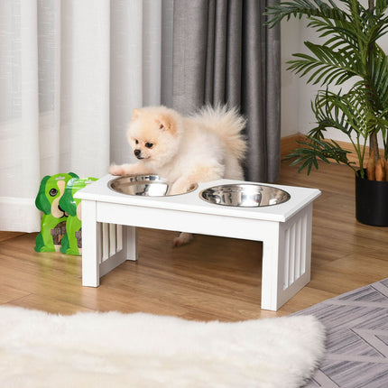 Dog Feeding Station with Stainless Steel Bowls, Elevated