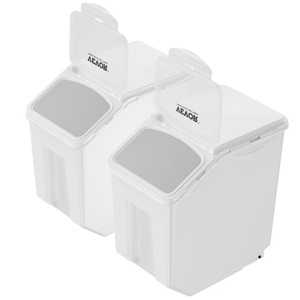 Dog Food Storage Containers, 2 x 15L, Airtight, Wheels, Measuring Cups