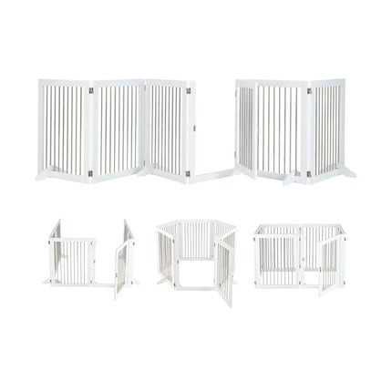 Hondenhek Speelren Vrijstaande Hondenomheining met 6 Panelen 366 x 80 cm Wit