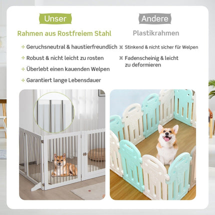 Hondenhek Speelren Vrijstaande Hondenomheining met 6 Panelen 366 x 80 cm Wit