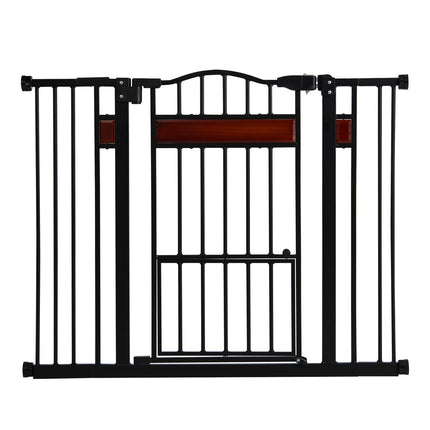 Dog Gate with Small Door, Adjustable Width 74-104 cm